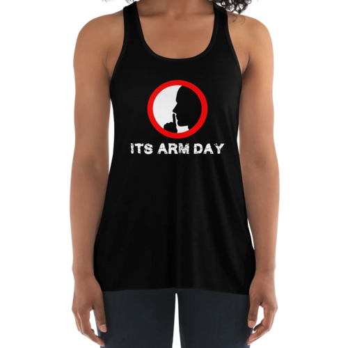 Women's Shh It's Arm Day Tank Workout Apparel Funny Merchandise