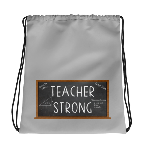 Teacher Strong Drawstring bag Workout Apparel Funny Merchandise