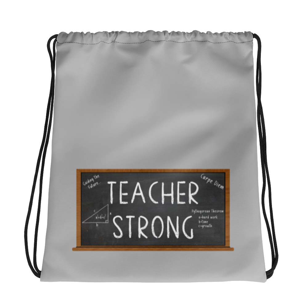 Teacher Strong Drawstring bag Workout Apparel Funny Merchandise