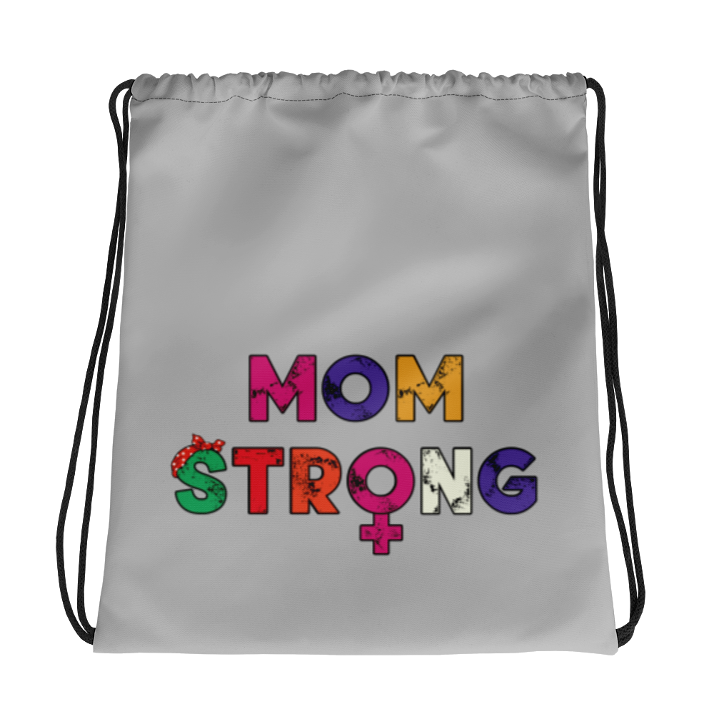 Mom Strong Drawstring bag Workout Apparel Funny Merchandise