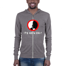 Load image into Gallery viewer, Shh It&#39;s Arm Day Unisex zip hoodie Workout Apparel Funny Merchandise