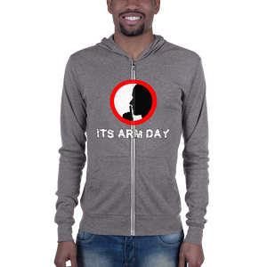 Shh It's Arm Day Unisex zip hoodie Workout Apparel Funny Merchandise