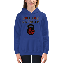 Load image into Gallery viewer, Youth Roll For Strength - Kettlebell Hoodie Workout Apparel Funny Merchandise