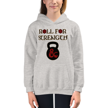 Load image into Gallery viewer, Youth Roll For Strength - Kettlebell Hoodie Workout Apparel Funny Merchandise