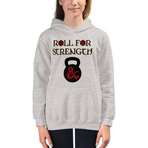 Youth Roll For Strength - Kettlebell Hoodie Workout Apparel Funny Merchandise