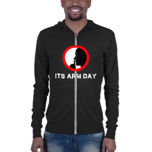 Load image into Gallery viewer, Shh It&#39;s Arm Day Unisex zip hoodie Workout Apparel Funny Merchandise