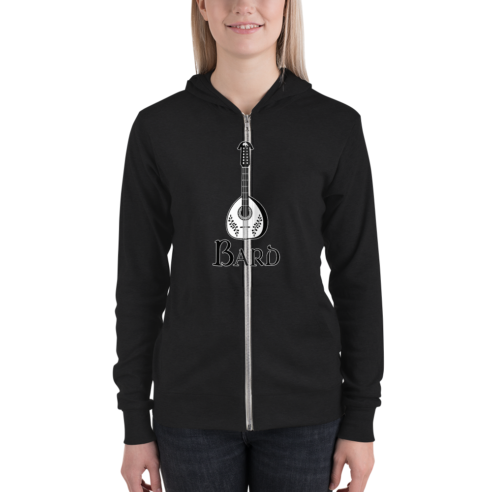 Bard D&D Zip-Up Hoodie Workout Apparel Funny Merchandise