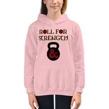 Load image into Gallery viewer, Youth Roll For Strength - Kettlebell Hoodie Workout Apparel Funny Merchandise