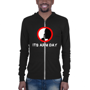 Shh It's Arm Day Unisex zip hoodie Workout Apparel Funny Merchandise