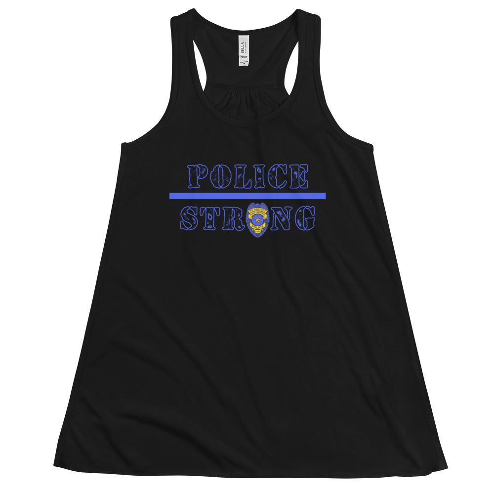 Women's Police Strong Tank Workout Apparel Funny Merchandise